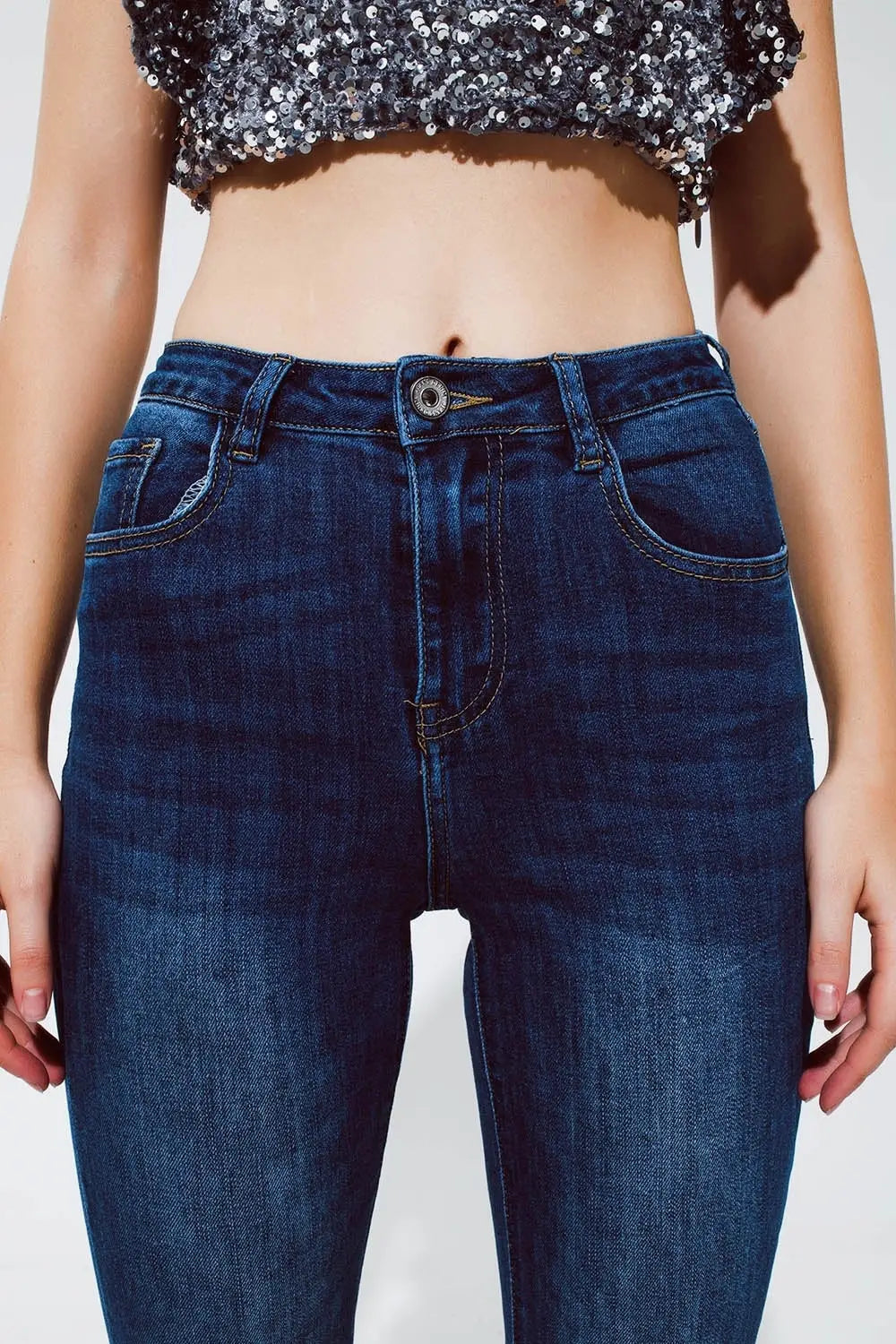 Jeans en denim Flaire en bleu foncé - Pantalons