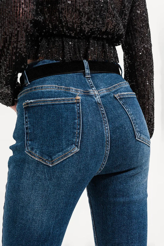 Jeans évasé à ourlet fendu - Pantalons