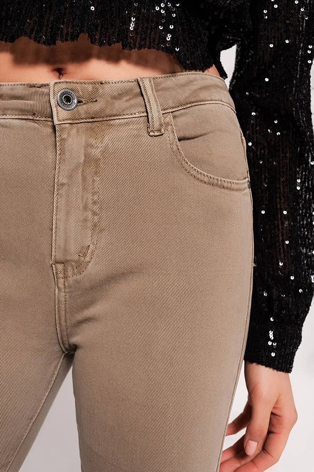 Jeans évasé Beige - Pantalons