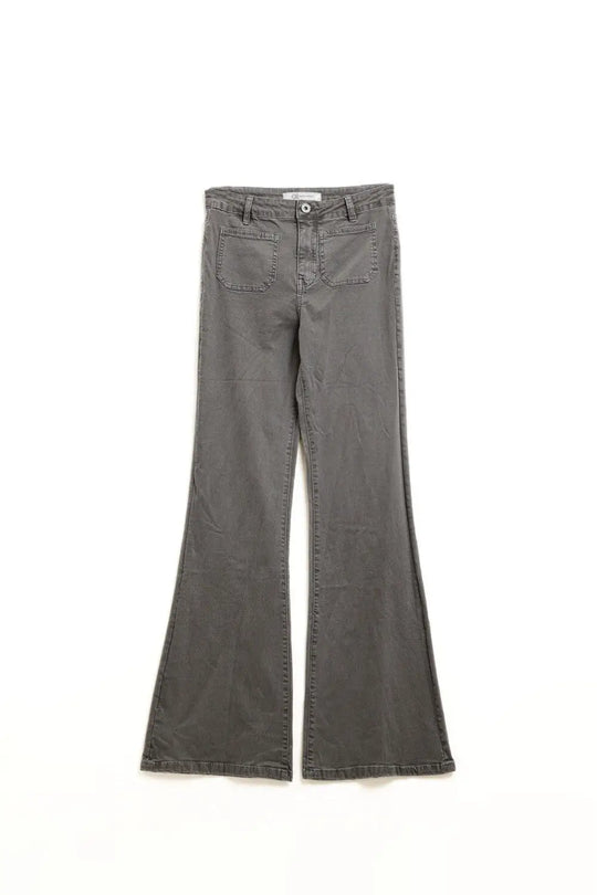 Jeans évasés skinny gris foncé avec poches sur le devant - Pantalons