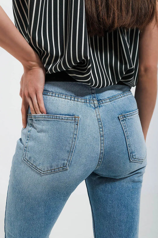 Jeans in light wash with raw hem - Jeans