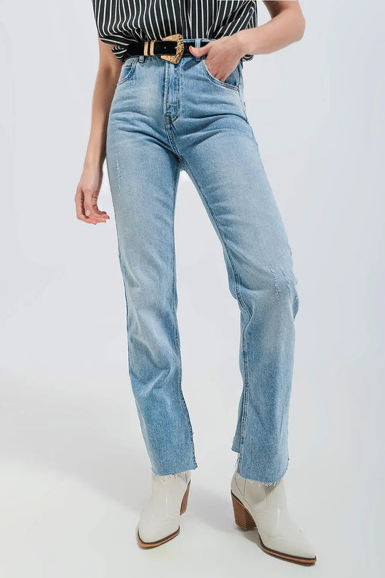 Jeans in light wash with raw hem - Jeans