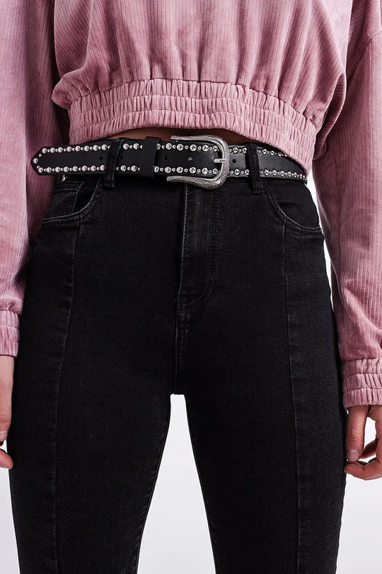 Jeans noir évasé à ourlet fendu - Pantalons