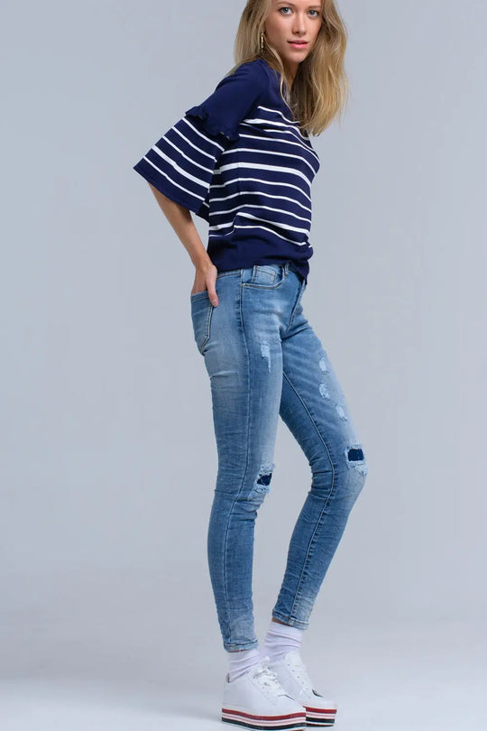 Jeans skinny avec déchirures - Pantalons