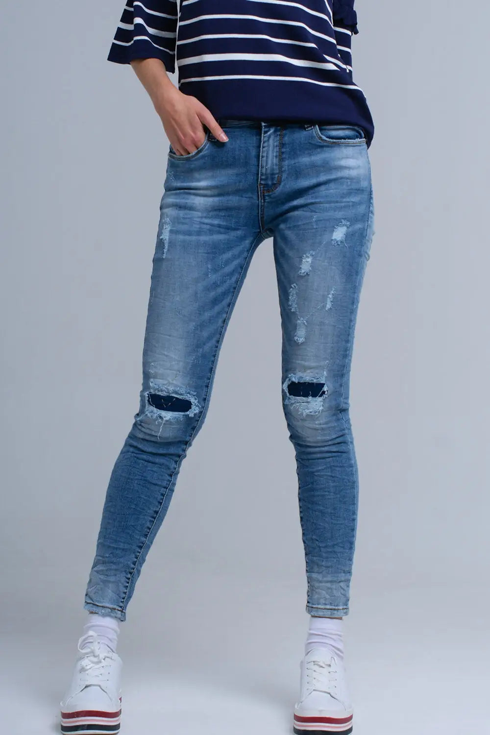 Jeans skinny avec déchirures - Pantalons