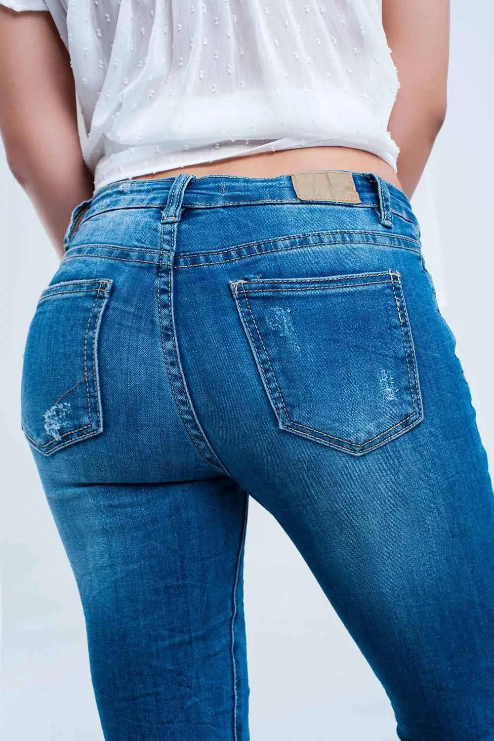 Jeans skinny élastiques avec déchirures - Pantalons