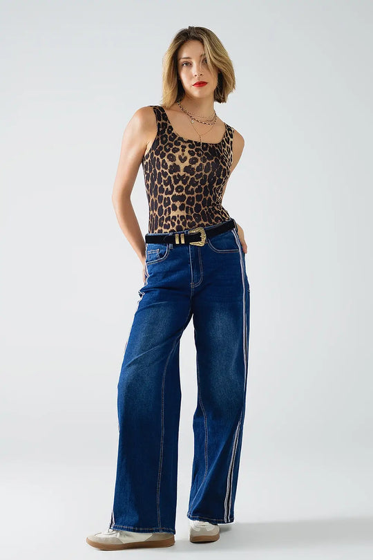 Jeans super larges avec rayures sur le côté - Pantalons
