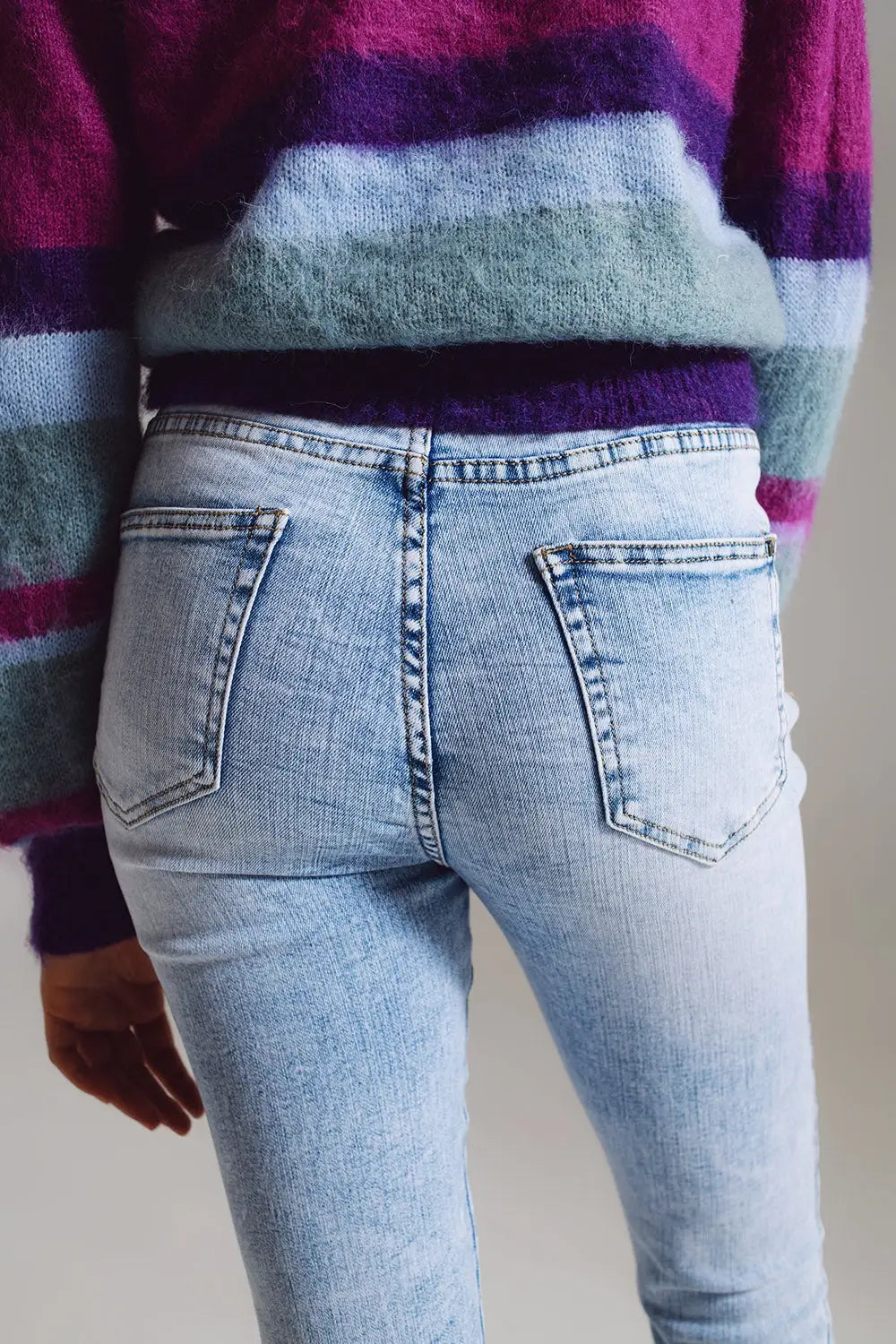 Jeans ultra skinny taille mi-haute en denim bleu clair - Pantalons