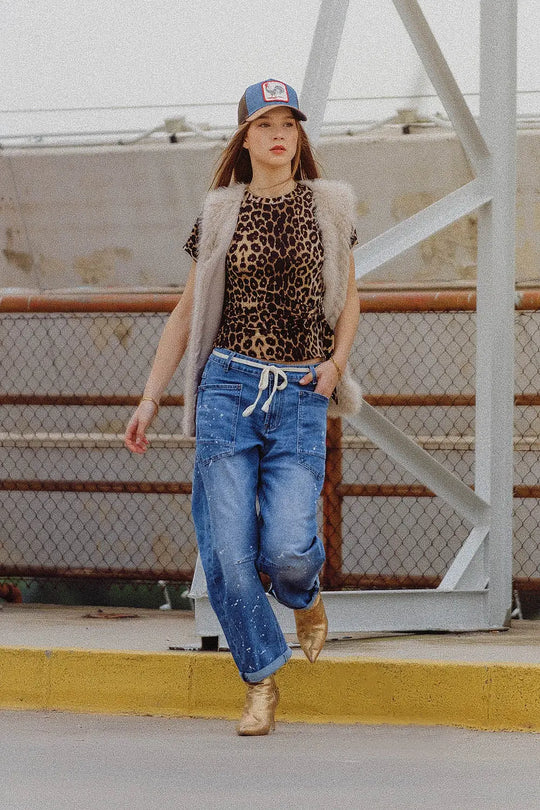 jeans with balloon legs and paint stains - Jeans