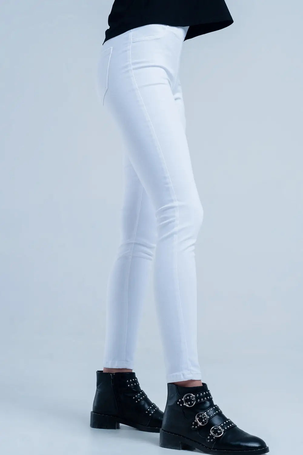 Jeggings blancs avec poches arrières - Pantalons
