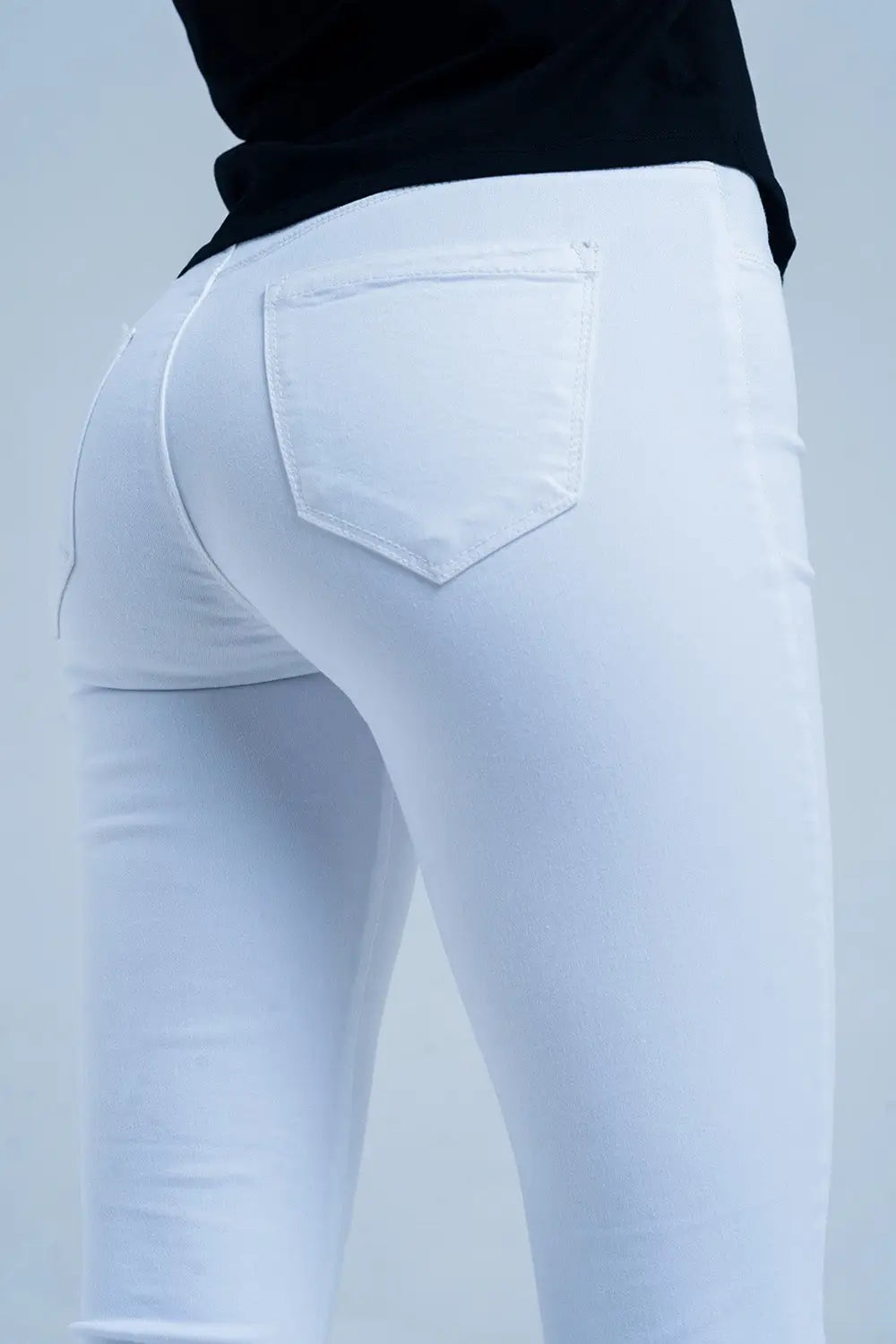 Jeggings blancs avec poches arrières - Pantalons