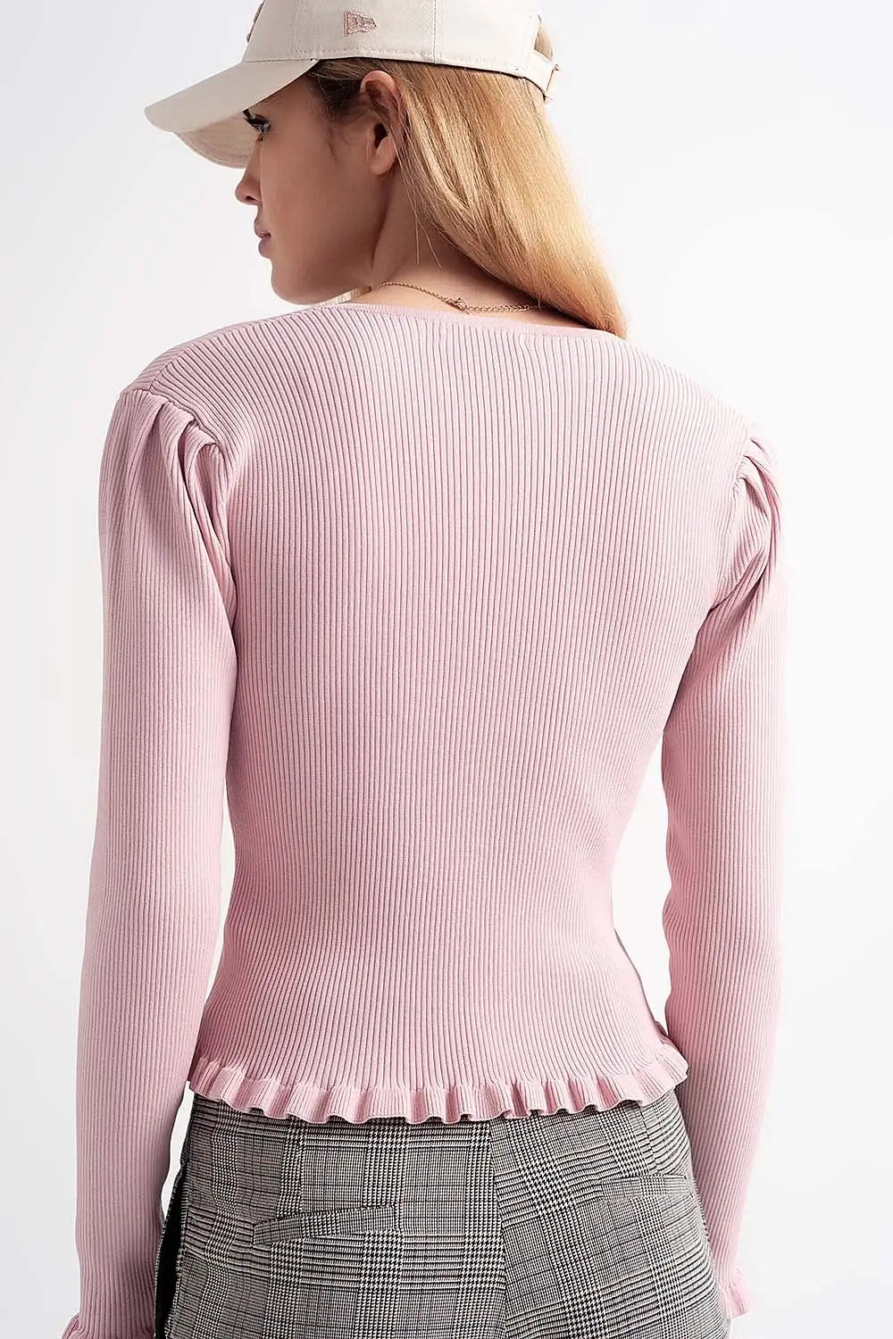 Jersey with pearl front in pink - Sweaters