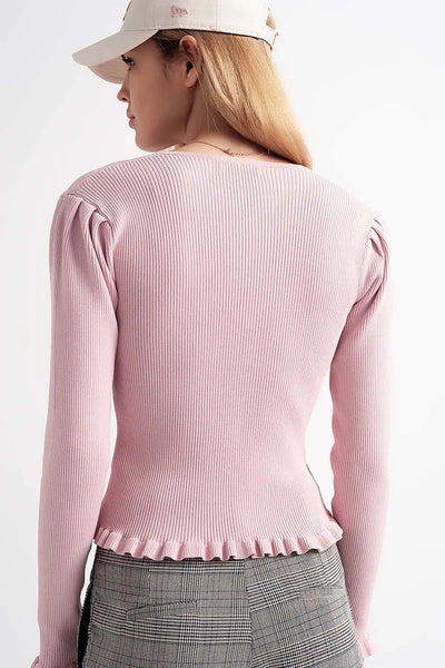 Jersey with pearl front in pink - Sweaters