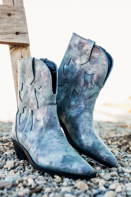 Jersey Metallic Boot in Blue - 110 Fashion Boots