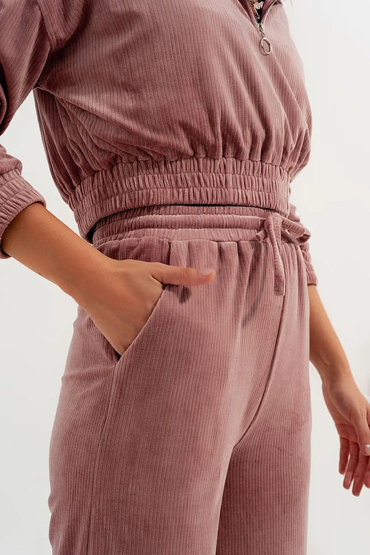 Jogger aux avec cordon de serrage à la taille rose - Pantalons