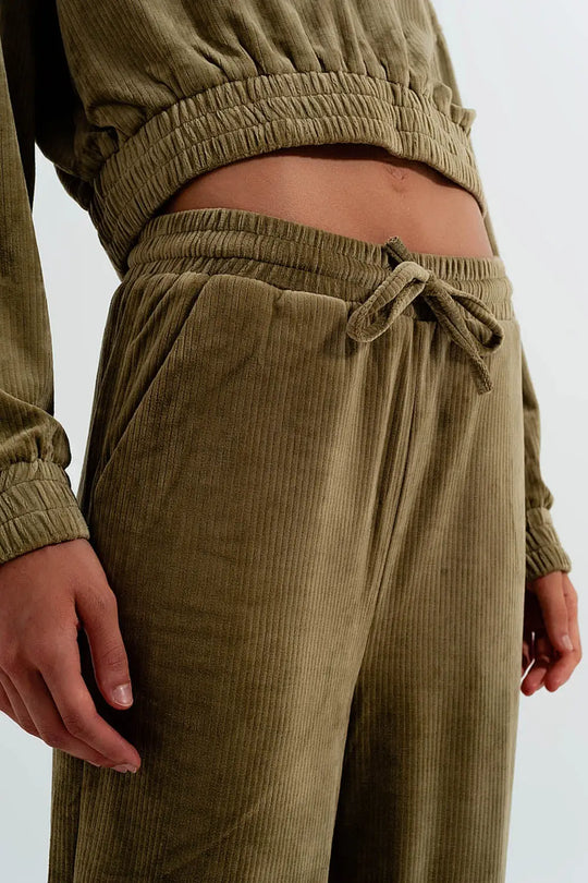 Jogger aux avec cordon de serrage à la taille Vert - Pantalons