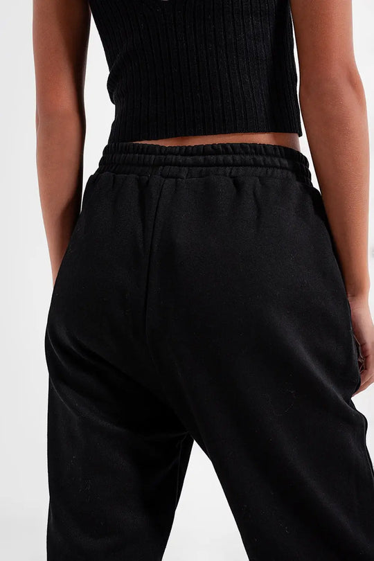 Jogger basique en coton avec lien à nouer Noir - Pantalons