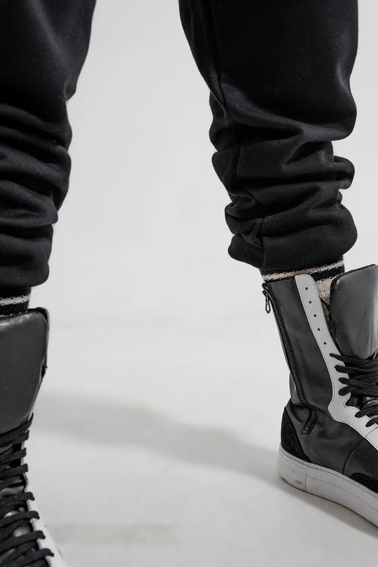 Jogger basique en coton avec lien à nouer Noir - Pantalons