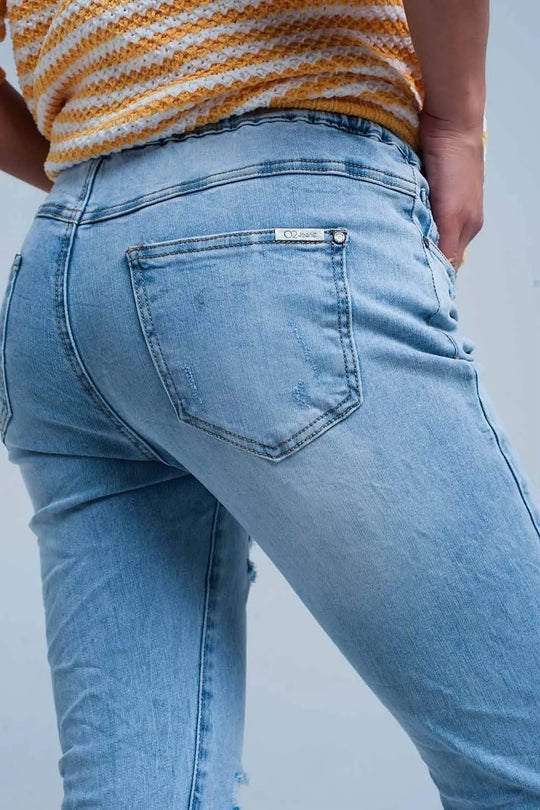 Jogger Délavé Clair avec Cordon de Serrage à La Taille - Pantalons