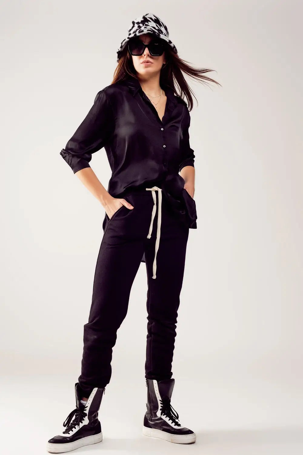 Jogger en coton noir - Pantalons