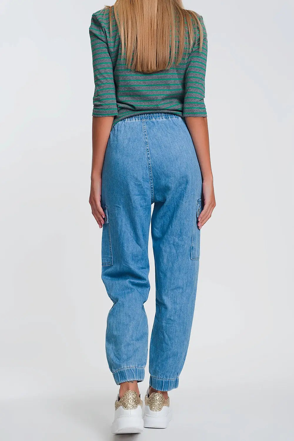 Jogger en jean avec poches Bleu Clair - Pantalons