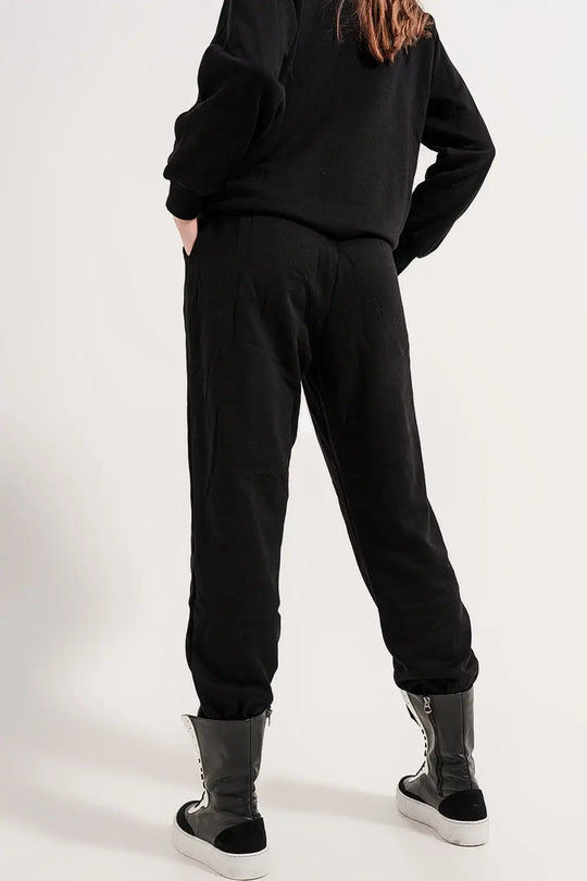 Jogging avec surpiqûres sur le devant Noir - Pantalons