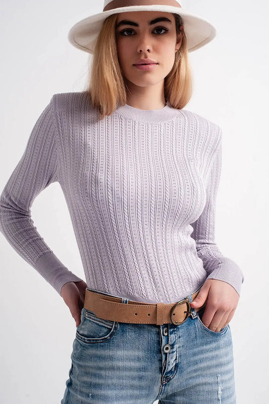 Jumper with shoulder pad in lilac - Sweaters