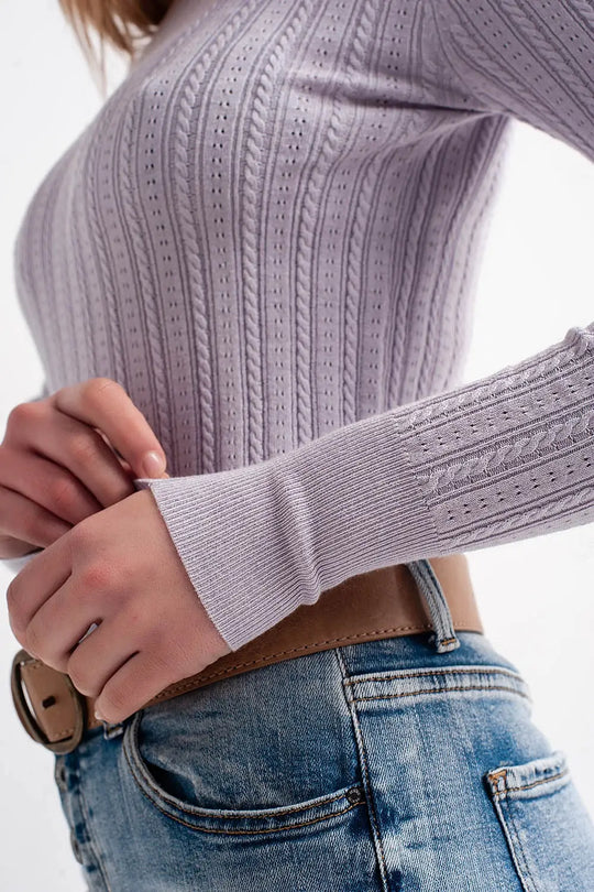 Jumper with shoulder pad in lilac - Sweaters