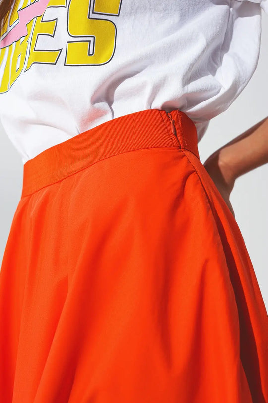 Jupe a-line avec bande élastique à la taille en orange - Pantalons
