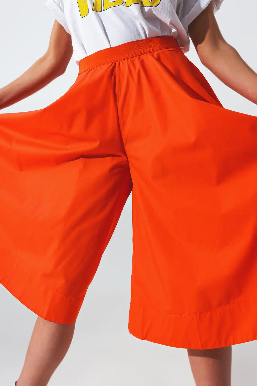 Jupe a-line avec bande élastique à la taille en orange - Pantalons