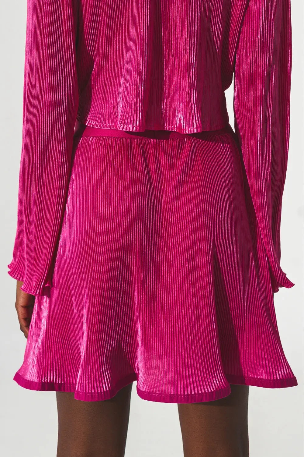 Jupe courte plissée en Fuchsia - Jupes