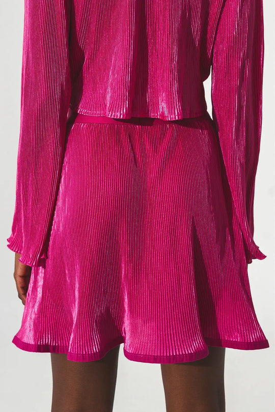 Jupe courte plissée en Fuchsia - Jupes