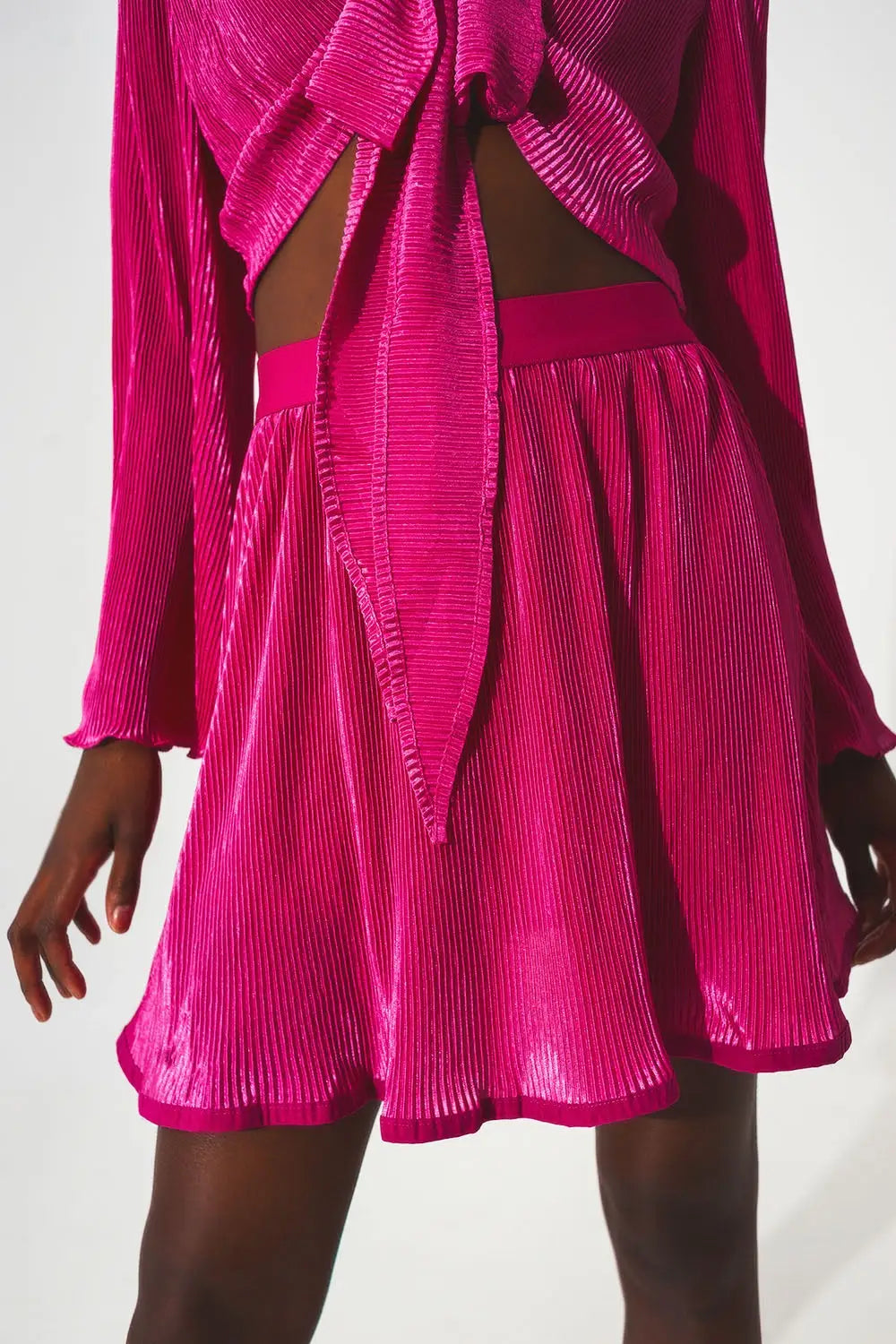 Jupe courte plissée en Fuchsia - Jupes