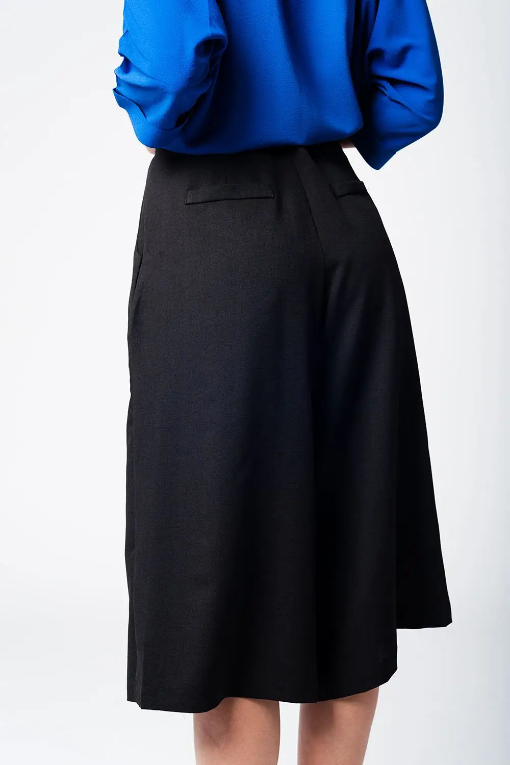 Jupe culotte noire avec boutons argentés - Pantalons