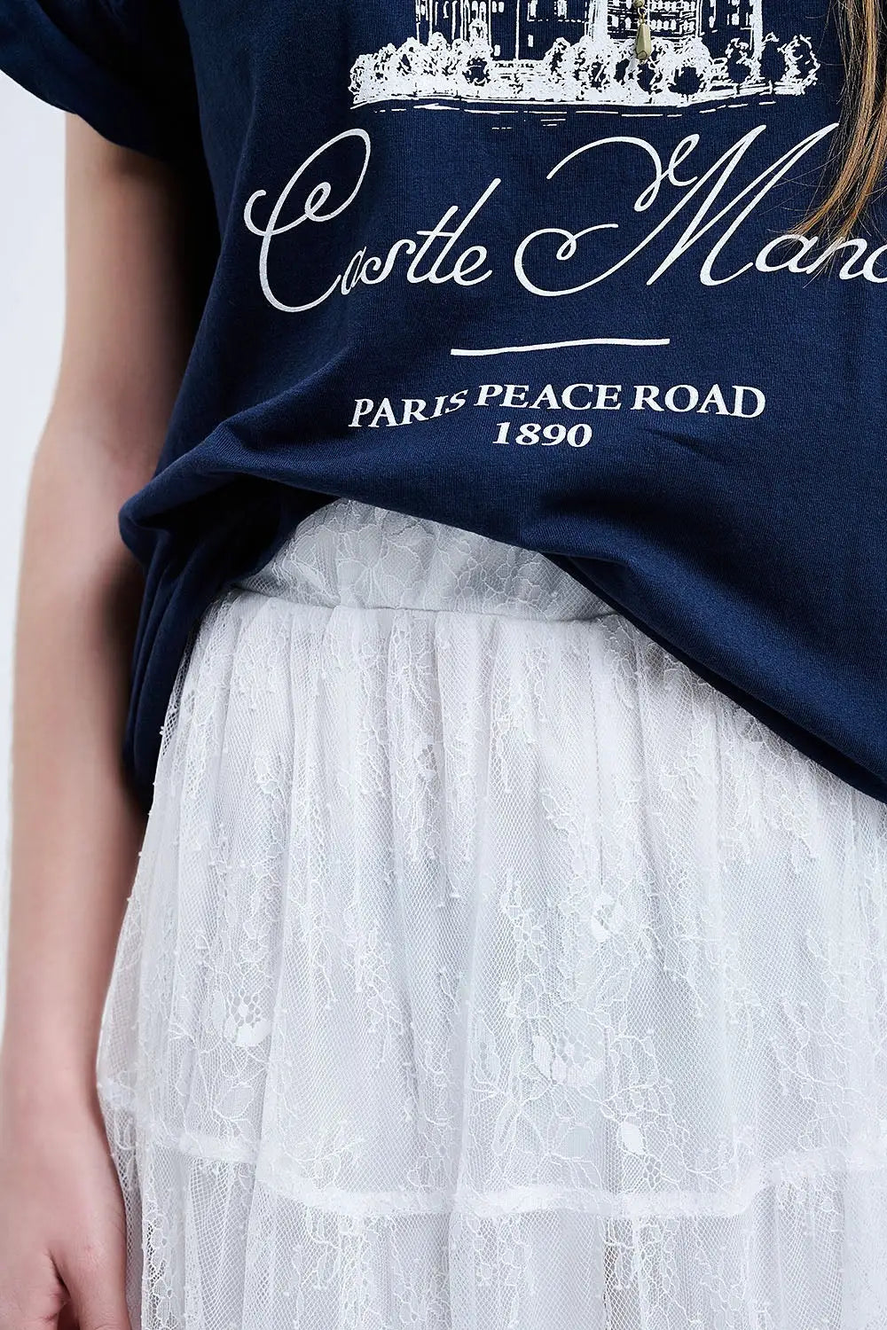 jupe maxi en dentelle blanche à imprimé floral - Jupes
