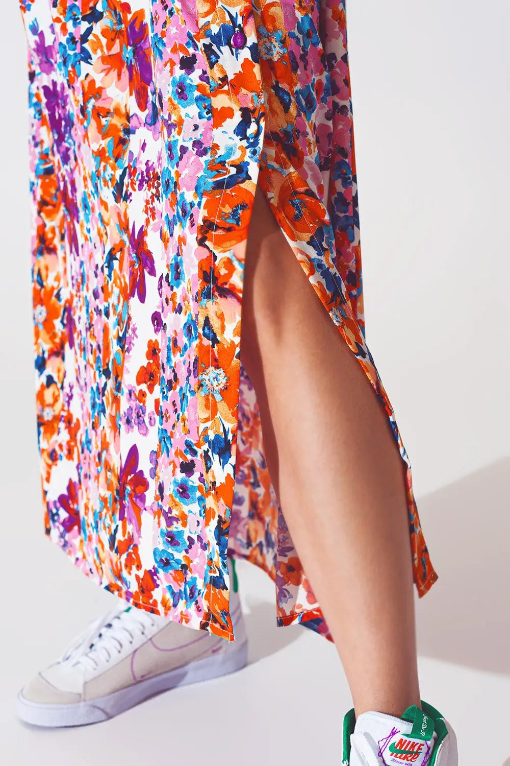 Jupe mi longue plissée à imprimé floral - Jupes