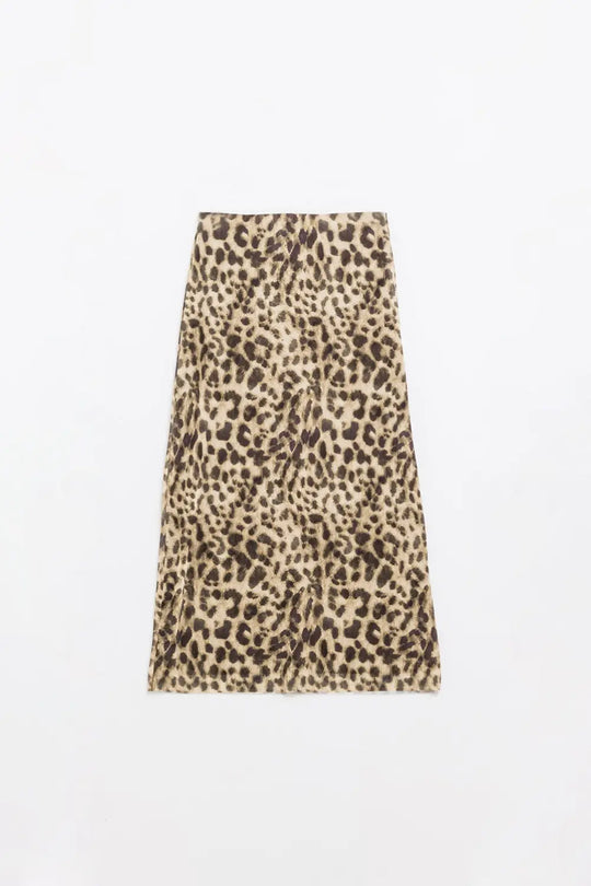 jupe midi bodycon à imprimé léopard longue et transparente - Jupes