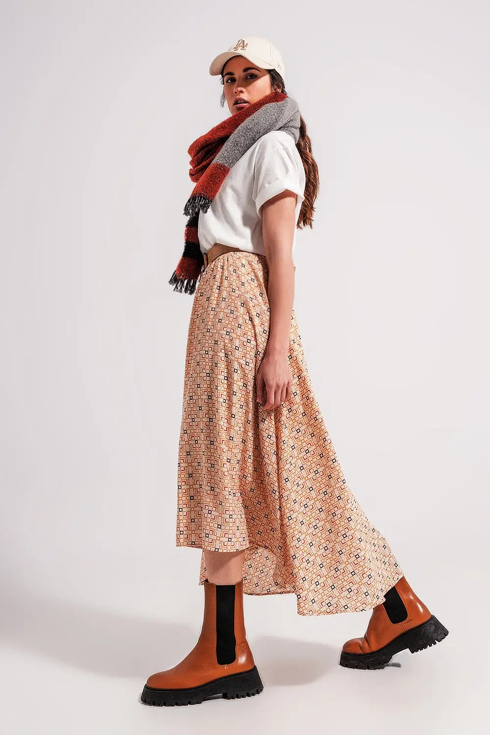 Jupe midi style années 90 à imprimé géométrique - Jupes