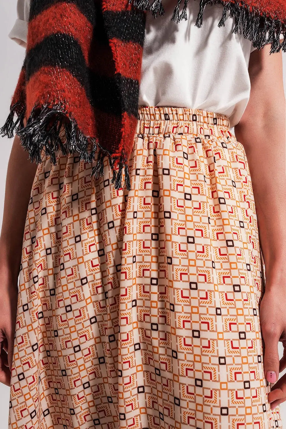 Jupe midi style années 90 à imprimé géométrique - Jupes