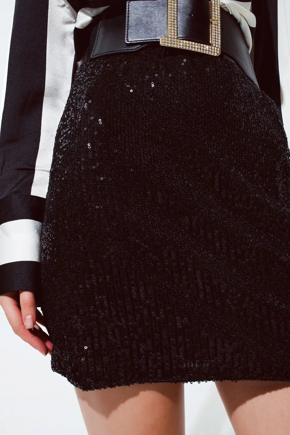 Jupe mini à sequins noire - Jupes