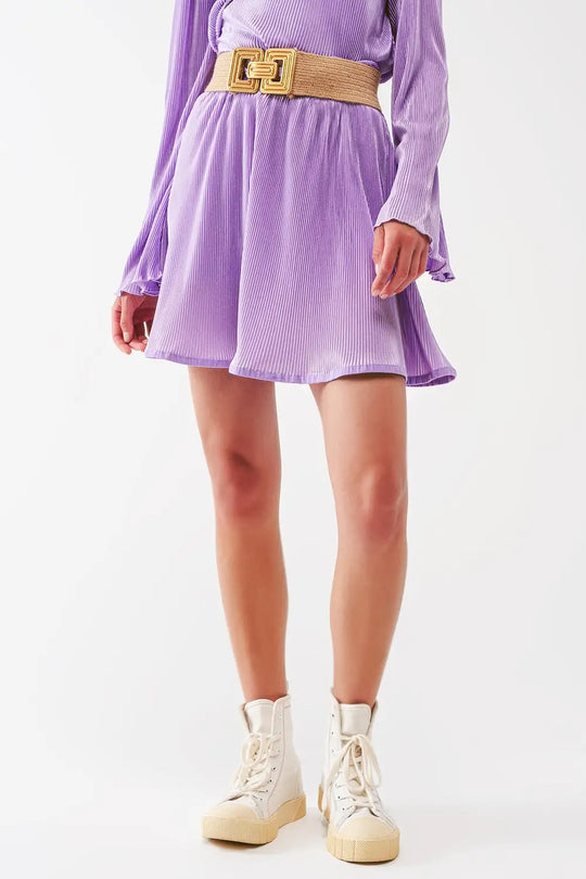 Q2 Jupe plissée en satin lila