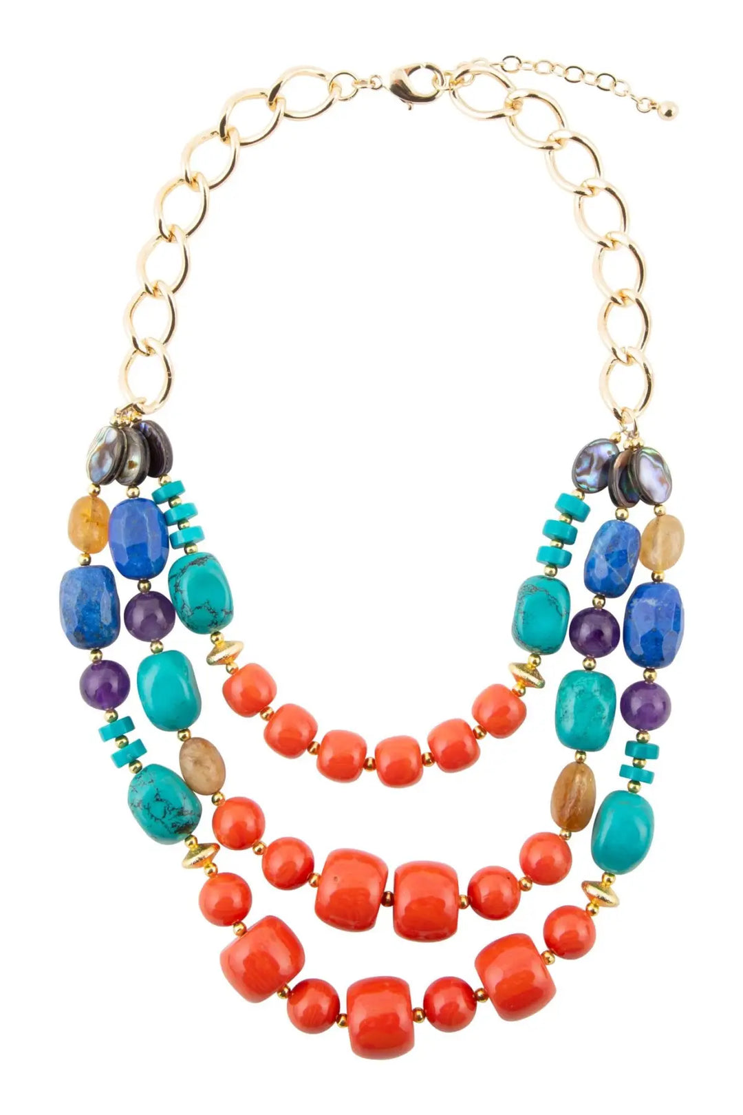 Kaleidoscope Multistone Statement Golden Necklace - Necklaces
