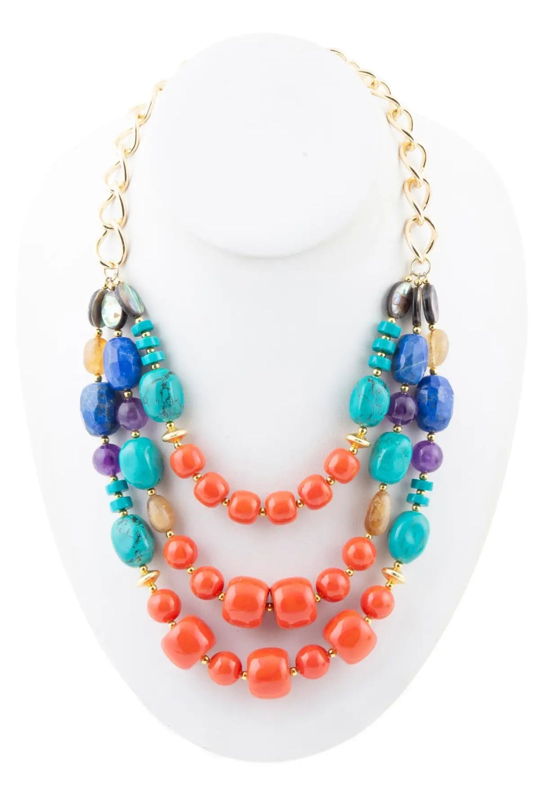 Kaleidoscope Multistone Statement Golden Necklace - Necklaces