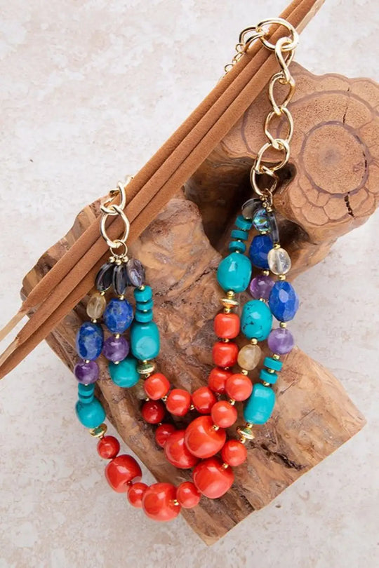 Kaleidoscope Multistone Statement Golden Necklace - Necklaces