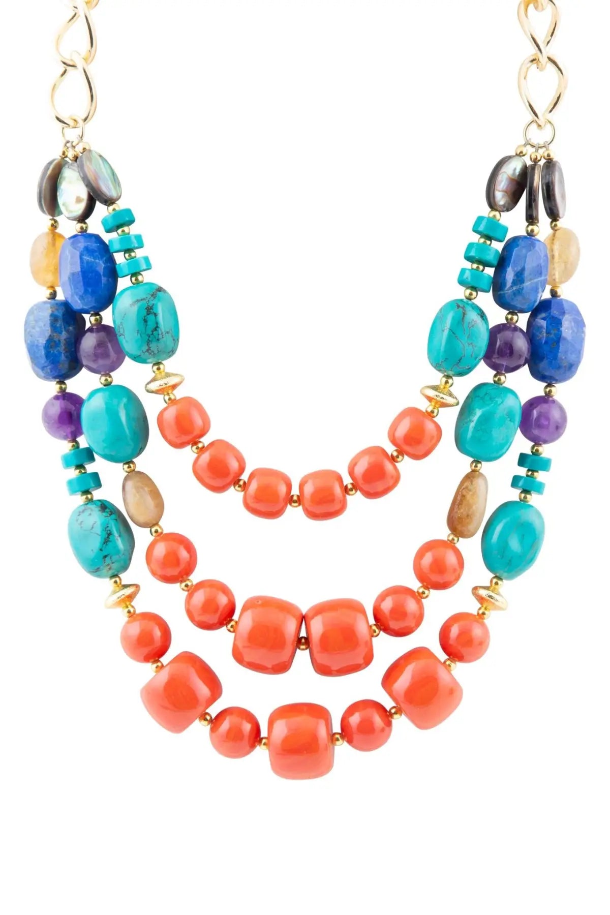 Kaleidoscope Multistone Statement Golden Necklace - Necklaces