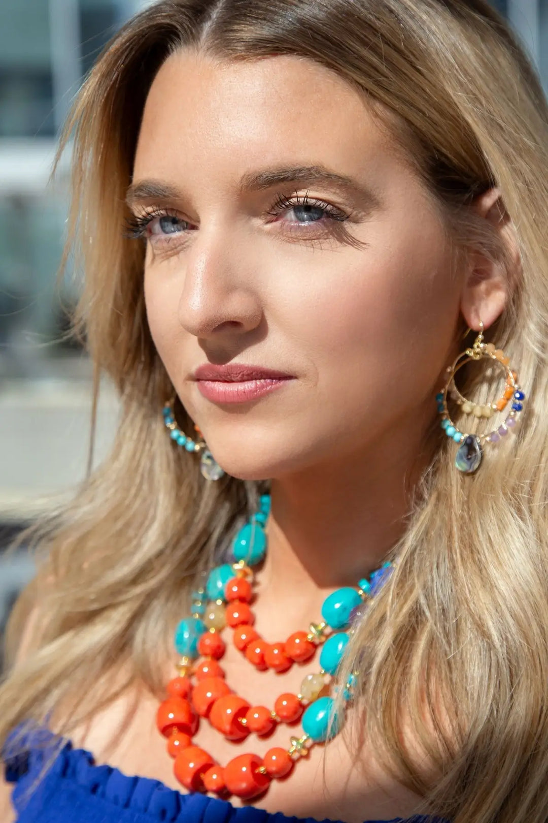 Kaleidoscope Multistone Statement Golden Necklace - Necklaces