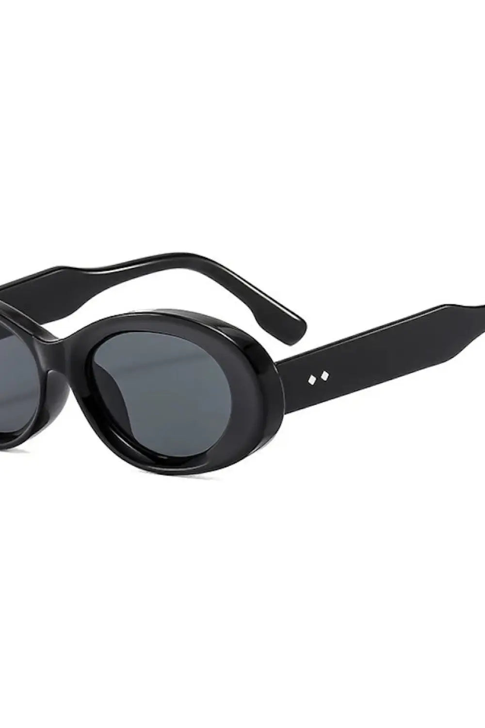 Kate Oval Retro Sunglasses - Black - Sunglasses