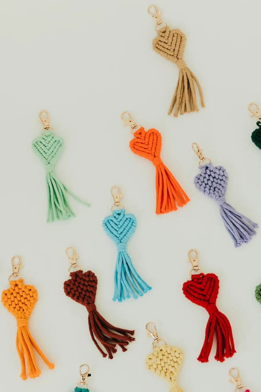 Heart Macrame Bag Charm Key Chain - Dusty Teal - Bag Accessories