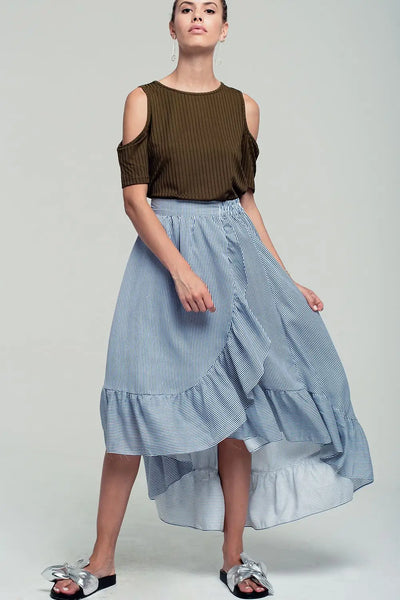 Khaki cold shoulder top - Tops