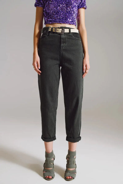 Q2 Khaki green relaxed pants with pocket detail at the waist